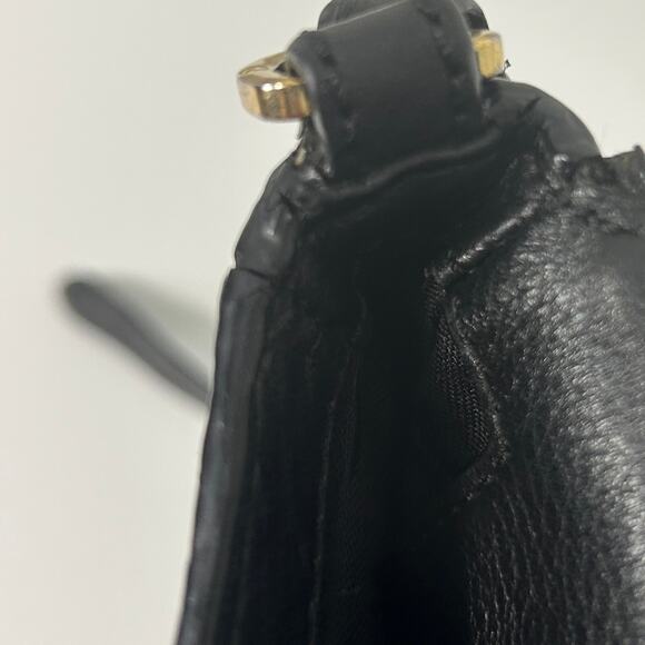 Tory Burch Black Pebbled Leather Crossbody Bag Gold Hardware FLAW Flap Turnlock - Picture 13 of 16